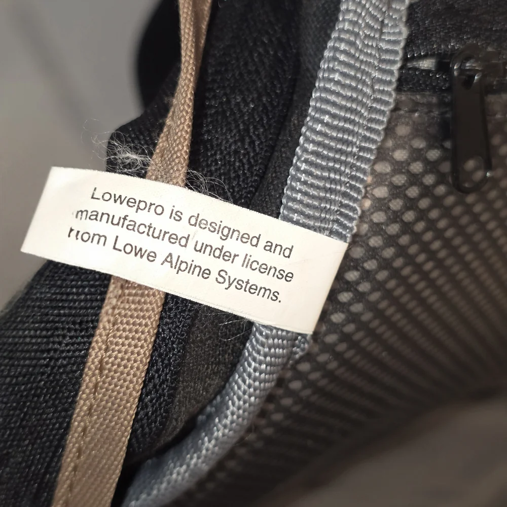 Lowepro Black and Tan Camera Backpack with Padded Gear Protection
